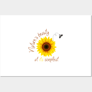 Simple Beauty - Bee on a Sunflower Posters and Art